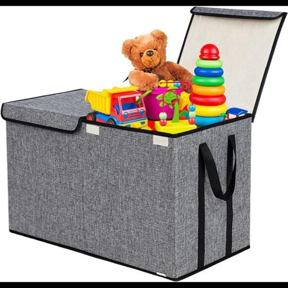 Large Kids Toy Box Chest Storage Organizer 26.8"x13.8"x16"(Grey) - Picture 1 of 7